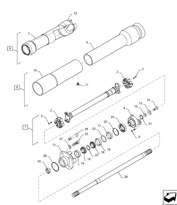 87425393 - Вал привода моста передн. с муфты торм. парк. КПП TGT8, Mg. 0611г.в.